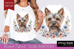 Floral Dog Round Tshirt Background - Flowers PNG Sublimation Product Image 1