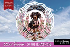 Floral Dog Wind Spinner Sublimation PNG - Flowers Round Product Image 1