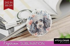 Floral Dog Keychain PNG - Flowers Keychain Sublimation Product Image 1