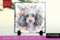 Floral Dog Slate PNG - Flowers Square Slate Sublimation Product Image 1