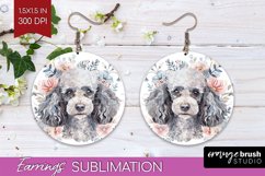 Floral Dog Round Earrings - Flowers PNG Sublimation Product Image 1