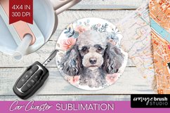 Floral Dog Car Coaster - Flowers Coaster PNG Sublimation Product Image 1