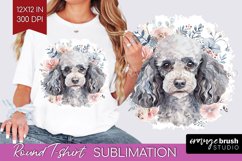Floral Dog Round Tshirt Background - Flowers PNG Sublimation Product Image 1