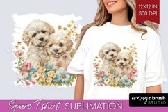 Floral Dog Square Tshirt Background - Flowers PNG Product Image 1