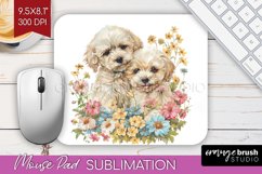 Floral Dog Mouse Pad Sublimation - Flowers Mousepad PNG Product Image 1