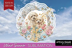 Floral Dog Wind Spinner Sublimation PNG - Flowers Round Product Image 1