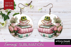 Floral Dragon Round Earrings - Fantasy PNG Sublimation Product Image 1