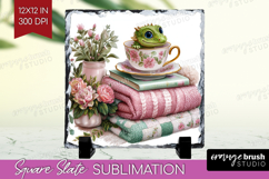 Floral Dragon Slate PNG - Fantasy Square Slate Sublimation Product Image 1