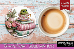 Floral Dragon Round Coaster - Fantasy Coaster PNG Product Image 1