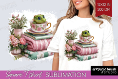 Floral Dragon Square Tshirt Background - Fantasy PNG Product Image 1