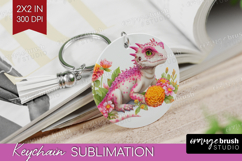 Floral Dragon Keychain PNG - Fantasy Keychain Sublimation Product Image 1