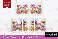 Floral Dragon Mug Wrap - Fantasy Mug PNG Sublimation Product Image 1
