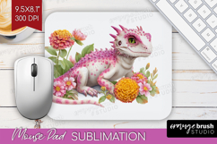 Floral Dragon Mouse Pad Sublimation - Fantasy Mousepad PNG Product Image 1