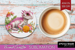 Floral Dragon Round Coaster - Fantasy Coaster PNG Product Image 1