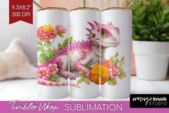 Floral Dragon Tumbler Wrap - Fantasy Tumbler PNG Sublimation Product Image 1