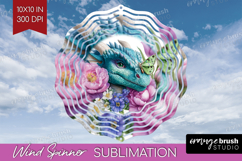Floral Dragon Wind Spinner Sublimation PNG - Fantasy Round Product Image 1