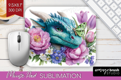 Floral Dragon Mouse Pad Sublimation - Fantasy Mousepad PNG Product Image 1