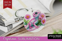 Floral Dragon Keychain PNG - Fantasy Keychain Sublimation Product Image 1