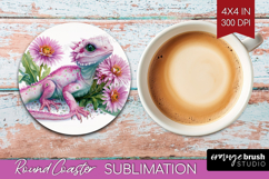 Floral Dragon Round Coaster - Fantasy Coaster PNG Product Image 1