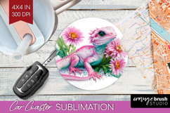 Floral Dragon Car Coaster - Fantasy Coaster PNG Sublimation Product Image 1