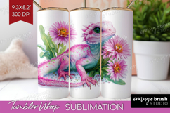 Floral Dragon Tumbler Wrap - Fantasy Tumbler PNG Sublimation Product Image 1