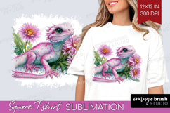 Floral Dragon Square Tshirt Background - Fantasy PNG Product Image 1