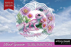 Floral Dragon Wind Spinner Sublimation PNG - Fantasy Round Product Image 1