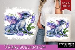 Floral Dragon Tote Bag - Fantasy Tote Bag PNG Sublimation Product Image 1