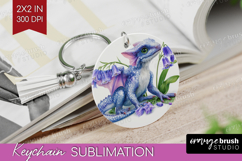 Floral Dragon Keychain PNG - Fantasy Keychain Sublimation Product Image 1