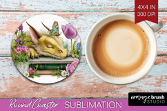 Floral Dragon Round Coaster - Fantasy Coaster PNG Product Image 1