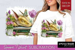 Floral Dragon Square Tshirt Background - Fantasy PNG Product Image 1