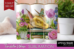 Floral Dragon Tumbler Wrap - Fantasy Tumbler PNG Sublimation Product Image 1