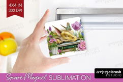 Floral Dragon Magnet Sublimation - Fantasy Square Magnet PNG Product Image 1