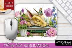Floral Dragon Mouse Pad Sublimation - Fantasy Mousepad PNG Product Image 1