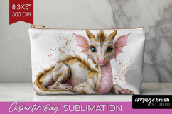 Floral Dragon Cosmetic Bag - Fantasy Makeup Bag PNG Product Image 1