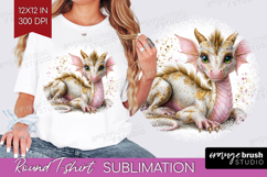 Floral Dragon Round Tshirt Background - Fantasy PNG Product Image 1