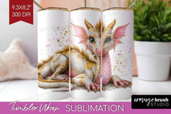Floral Dragon Tumbler Wrap - Fantasy Tumbler PNG Sublimation Product Image 1