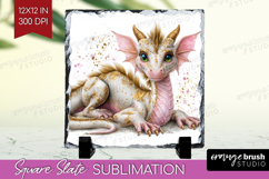 Floral Dragon Slate PNG - Fantasy Square Slate Sublimation Product Image 1