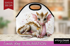 Floral Dragon Lunch Bag - Fantasy Lunch Bug PNG Sublimation Product Image 1