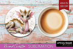 Floral Dragon Round Coaster - Fantasy Coaster PNG Product Image 1