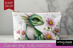 Floral Dragon Cosmetic Bag - Fantasy Makeup Bag PNG Product Image 1