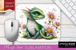 Floral Dragon Mouse Pad Sublimation - Fantasy Mousepad PNG Product Image 1