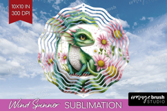 Floral Dragon Wind Spinner Sublimation PNG - Fantasy Round Product Image 1