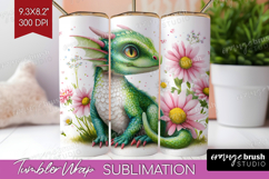 Floral Dragon Tumbler Wrap - Fantasy Tumbler PNG Sublimation Product Image 1