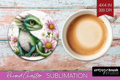 Floral Dragon Round Coaster - Fantasy Coaster PNG Product Image 1