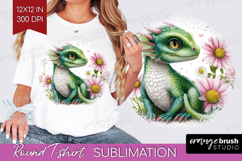 Floral Dragon Round Tshirt Background - Fantasy PNG Product Image 1