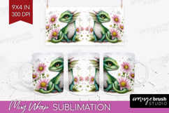 Floral Dragon Mug Wrap - Fantasy Mug PNG Sublimation Product Image 1