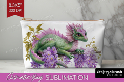 Floral Dragon Cosmetic Bag - Fantasy Makeup Bag PNG Product Image 1