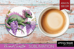 Floral Dragon Round Coaster - Fantasy Coaster PNG Product Image 1