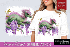 Floral Dragon Square Tshirt Background - Fantasy PNG Product Image 1
